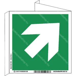 Iránynyíl, fel / le utánvilágító tábla, faltól elálló, sátor alakú, kétoldalas (ISO 7010-E006 piktogram)