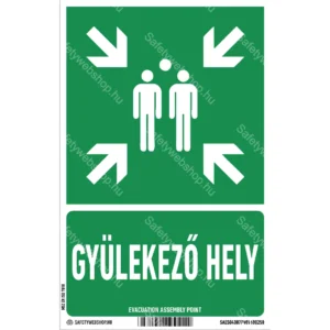 Gyülekezőhely matrica / tábla (ISO 7010-E007 piktogram + felirat)
