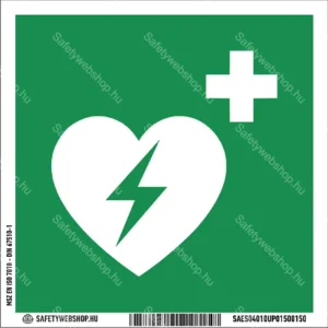 Defibrillátor matrica / tábla (ISO 7010-E010 piktogram)