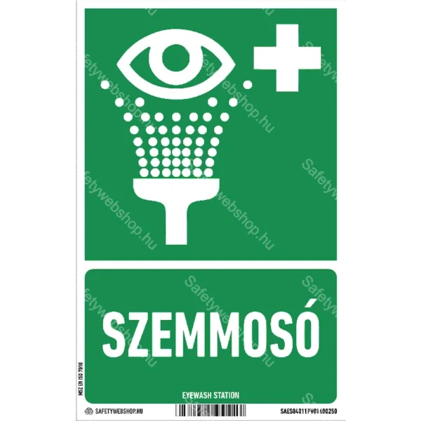 Szemmosó matrica / tábla (ISO 7010-E011 piktogram + felirat)