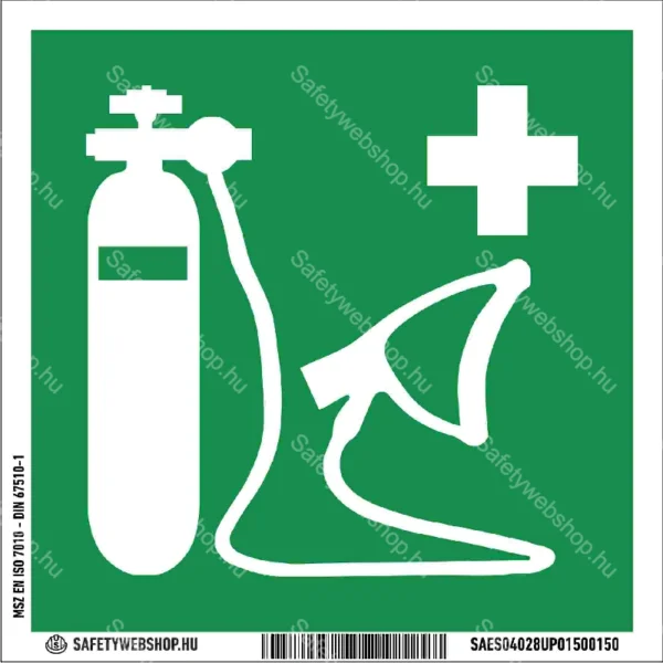 Oxigén lélegeztető matrica / tábla (ISO 7010-E028 piktogram)
