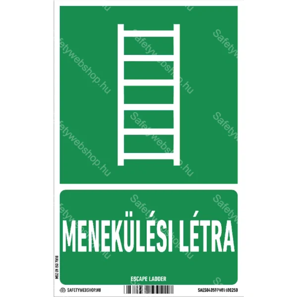 Menekülési létra matrica / tábla (ISO 7010-E059 piktogram + felirat)