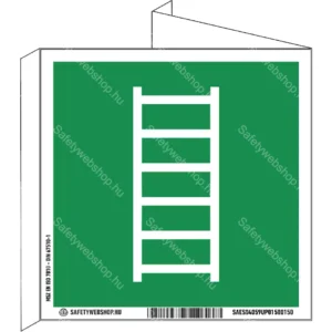 Menekülési létra utánvilágító tábla, faltól elálló, sátor alakú, kétoldalas (ISO 7010-E059 piktogram)