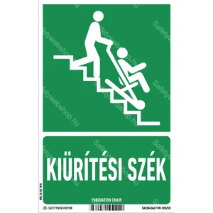 Kiürítési szék matrica / tábla (ISO 7010-E060 piktogram + felirat)