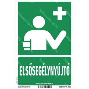 Elsősegélynyújtó matrica / tábla (ISO 7010-E064 piktogram + felirat)