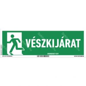 Vészkijárat matrica / tábla (ISO 7010-E001 piktogram + felirat)
