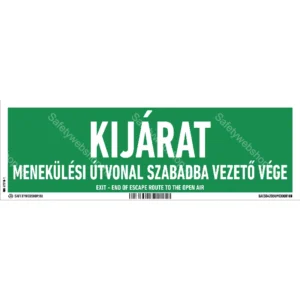 Kijárat, menekülési útvonal szabadba vezető vége matrica / tábla (felirat)