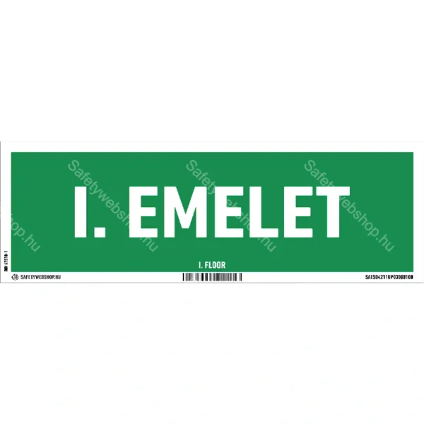 I. emelet utánvilágító matrica / tábla (felirat)