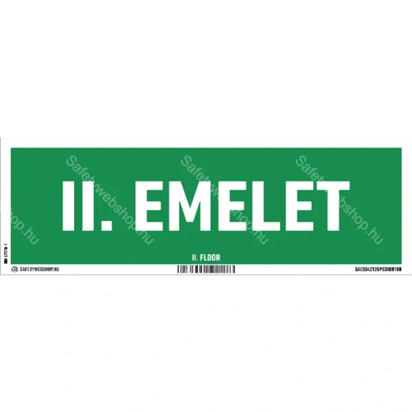 II. emelet utánvilágító matrica / tábla (felirat)