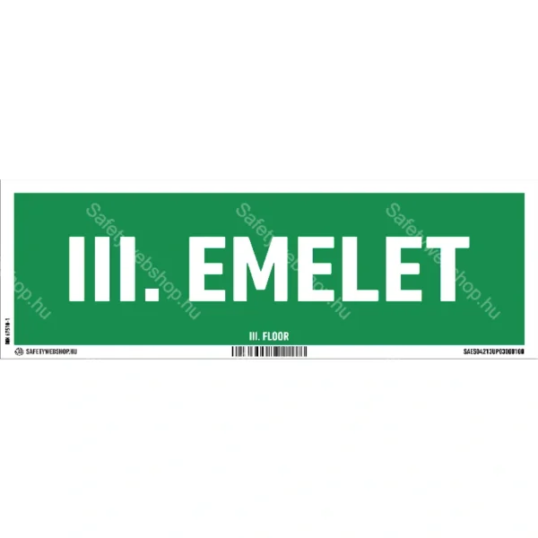 III. emelet utánvilágító matrica / tábla (felirat)