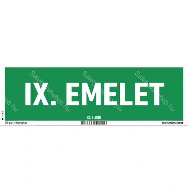IX. emelet utánvilágító matrica / tábla (felirat)