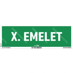 X. emelet utánvilágító matrica / tábla (felirat)