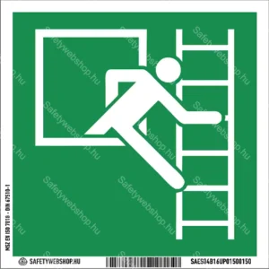 Vészhelyzeti ablak menekülési létrával (jobbra) matrica / tábla (ISO 7010-E016B piktogram)