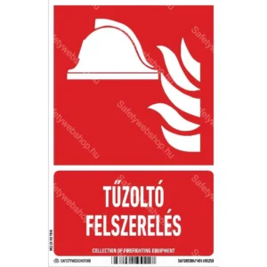 Tűzoltó felszerelés matrica / tábla (ISO 7010-F004 piktogram + felirat)