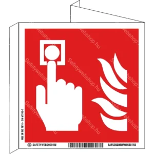 Kézi tűzjelző utánvilágító tábla, faltól elálló, sátor alakú, kétoldalas (ISO 7010-F005 piktogram)