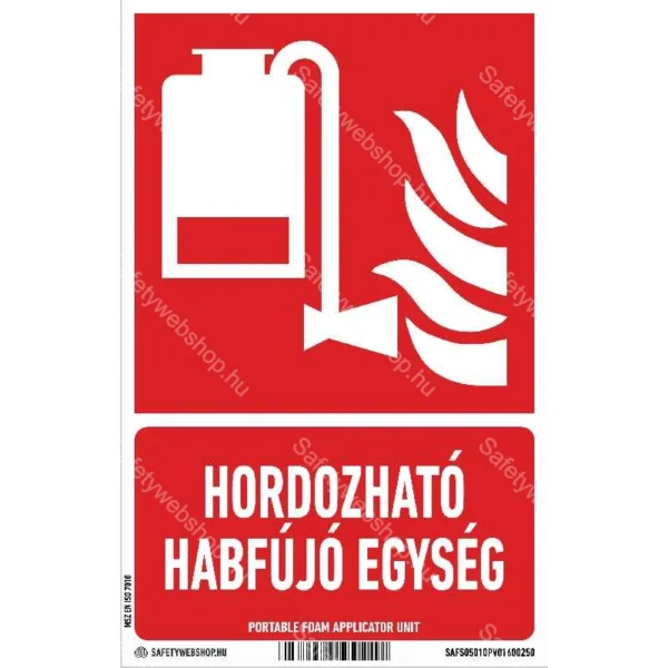 Hordozható habfújó egység matrica / tábla (ISO 7010-F010 piktogram + felirat)