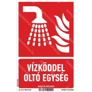Vízköddel oltó egység matrica / tábla (ISO 7010-F011 piktogram + felirat)