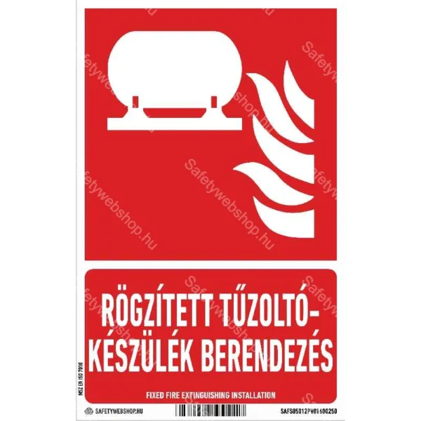 Rögzített tűzoltókészülék berendezés matrica / tábla (ISO 7010-F012 piktogram + felirat)