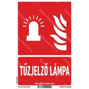 Tűzjelző lámpa matrica / tábla (ISO 7010-F018 piktogram + felirat)