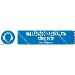 Hallásvédő használata kötelező! matrica / tábla (ISO 7010-M003 piktogram + felirat)