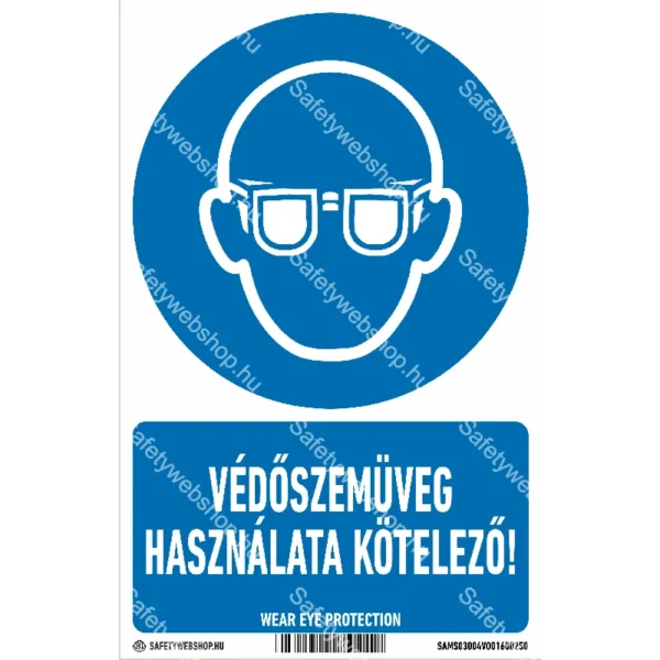 Védőszemüveg használata kötelező! matrica / tábla (ISO 7010-M004 piktogram + felirat)