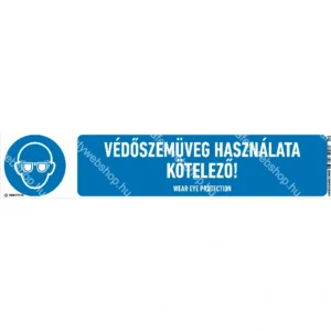 Védőszemüveg használata kötelező! matrica / tábla (ISO 7010-M004 piktogram + felirat)