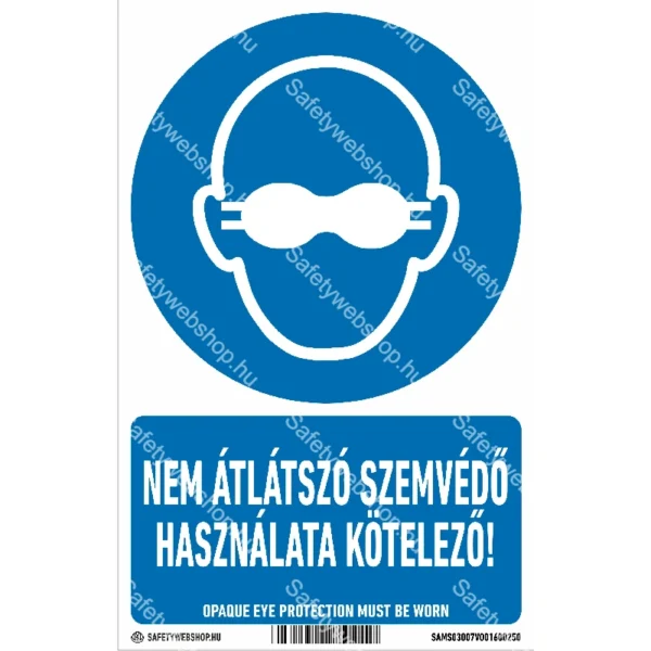 Nem átlátszó szemvédő használata kötelező! matrica / tábla (ISO 7010-M007 piktogram + felirat)