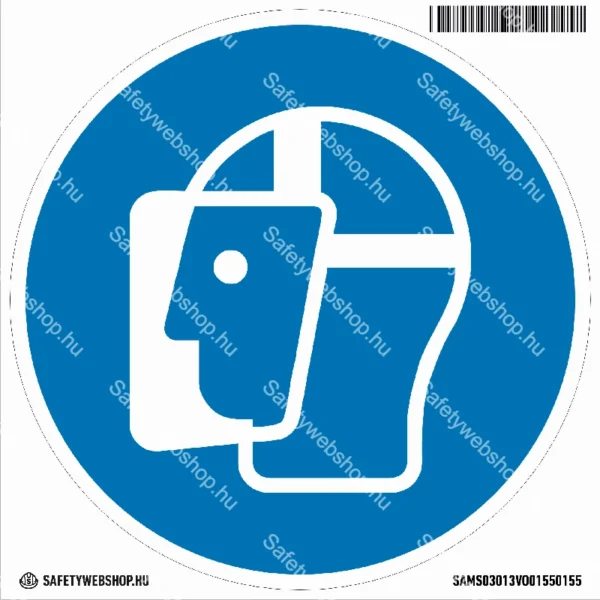 Arcvédő használata kötelező! matrica (ISO 7010-M013 piktogram)