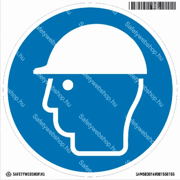 Fejvédő használata kötelező! matrica (ISO 7010-M014 piktogram)