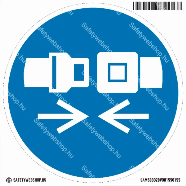 Biztonsági öv használata kötelező! matrica (ISO 7010-M020 piktogram)