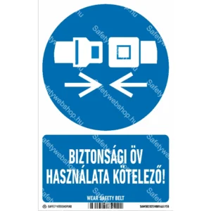 Biztonsági öv használata kötelező! matrica / tábla (ISO 7010-M020 piktogram + felirat)