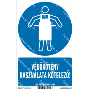 Védőkötény használata kötelező! matrica / tábla (ISO 7010-M026 piktogram + felirat)
