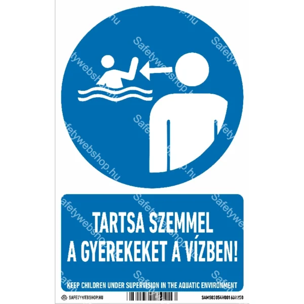 Tartsa szemmel a gyerekeket a vízben! matrica / tábla (ISO 7010-M054 piktogram + felirat)