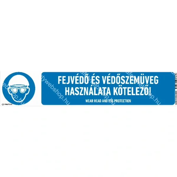 Fejvédő és védőszemüveg használata kötelező! matrica / tábla (piktogram + felirat) - Image 2