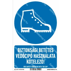 Biztonsági betétes védőcipő használata kötelező! matrica / tábla (piktogram + felirat)