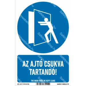 Az ajtó csukva tartandó! matrica / tábla (piktogram + felirat)