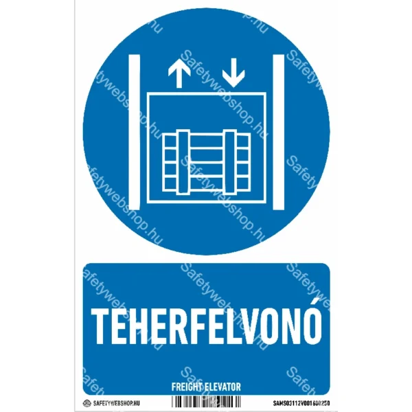 Teherfelvonó matrica / tábla (piktogram + felirat)