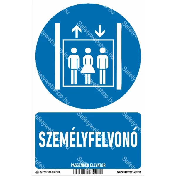 Személyfelvonó matrica / tábla (piktogram + felirat)