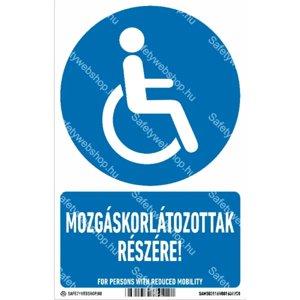Mogáskorlátozottak részére! matrica / tábla (piktogram + felirat)