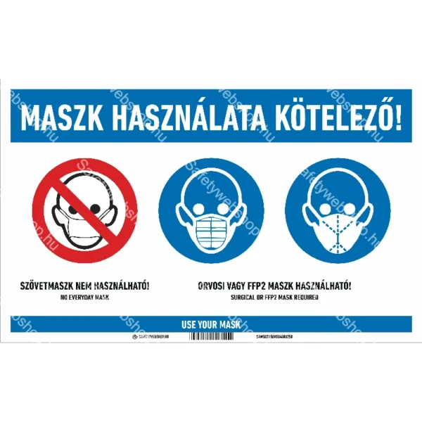 Maszk használata kötelező! matrica / tábla (piktogram)