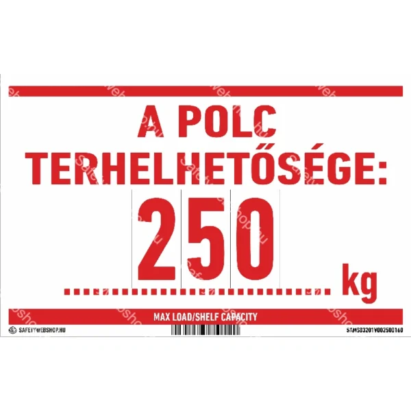 A polc terhelhetősége: … kg matrica / tábla - Image 5