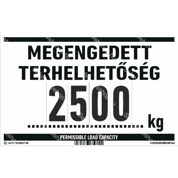 Megengedett terhelhetőség … kg matrica / tábla - Image 3