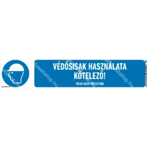 Védősisak használata kötelező! matrica / tábla (ISO 7010-M014 piktogram + felirat)