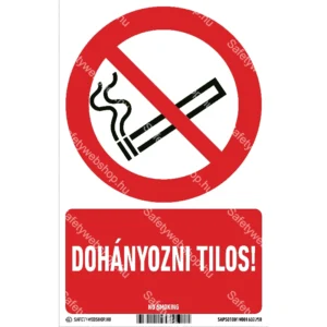 Dohányozni tilos! matrica / tábla (ISO 7010-P002 piktogram + felirat)