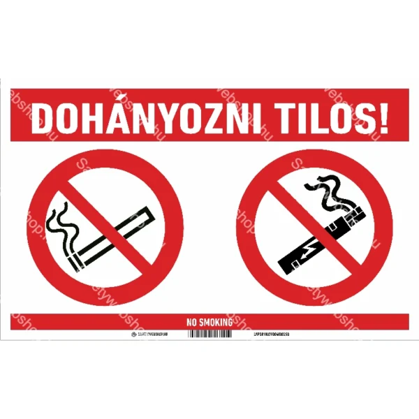 Dohányozni tilos! matrica / tábla (2 piktogram + felirat)