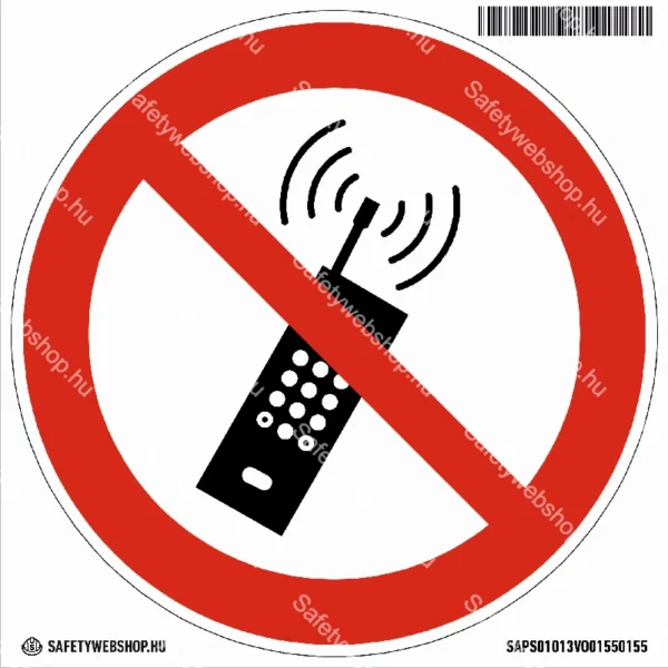 Mobiltelefon használata tilos! matrica (ISO 7010-P013 piktogram)