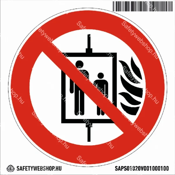 Tűz esetén a liftet használni tilos! matrica (ISO 7010-P020 piktogram) - Image 4