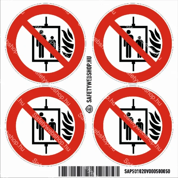 Tűz esetén a liftet használni tilos! matrica (ISO 7010-P020 piktogram) - Image 3