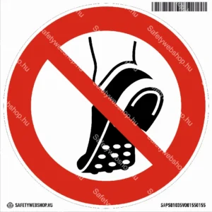 Fémszegecses talpú cipő használata tilos! matrica (ISO 7010-P035 piktogram)