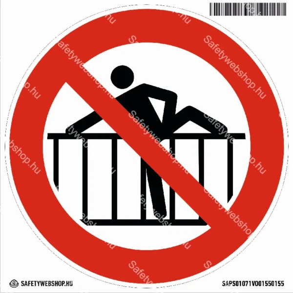A korláton átlépni tilos! matrica (ISO 7010-P071 piktogram)